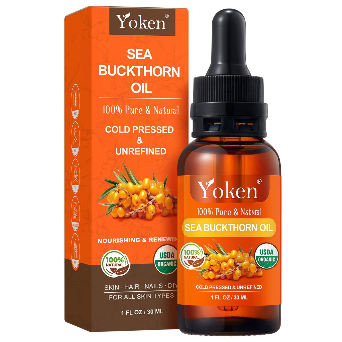 Cold Pressed Organic Sea Buckthorn Oil 1oz I44570