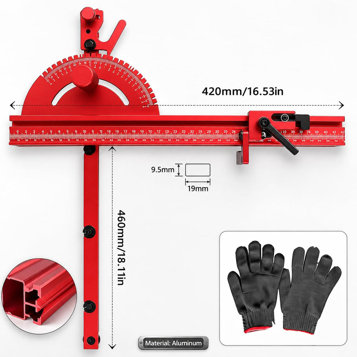 Adjustable Miter Gauge with Aluminum Fence F220