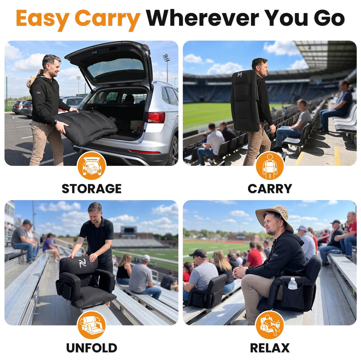 25in 2Pack Extra Thick Stadium Seat with Back Support I648595