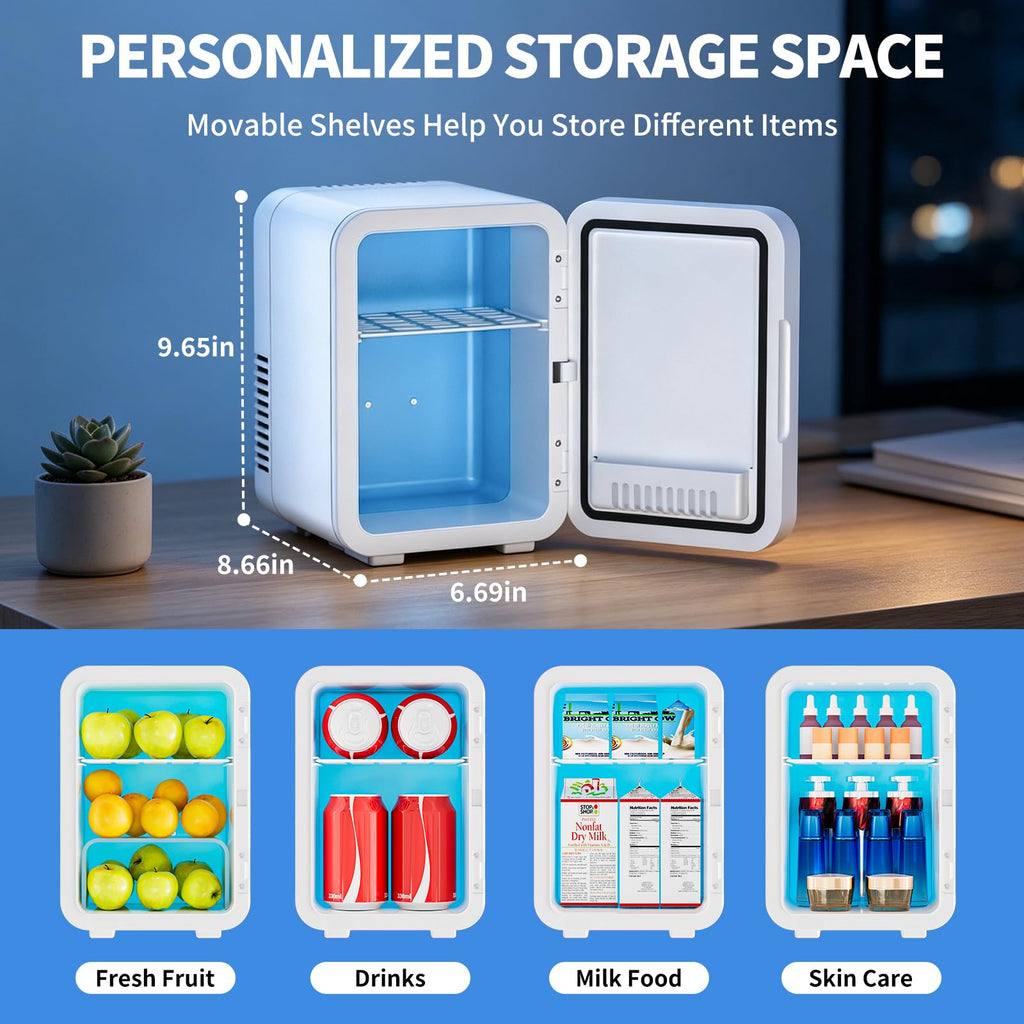 4L 6 Can Mini Fridge with Glass Door White S4968