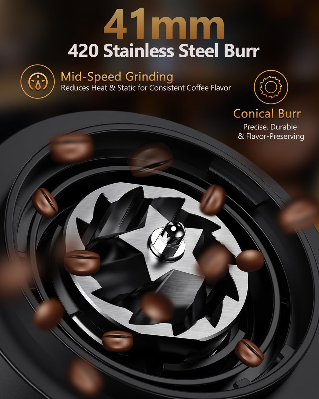 Rechargeable Conical Burr Coffee Grinder with 60 Grind Settings B452729