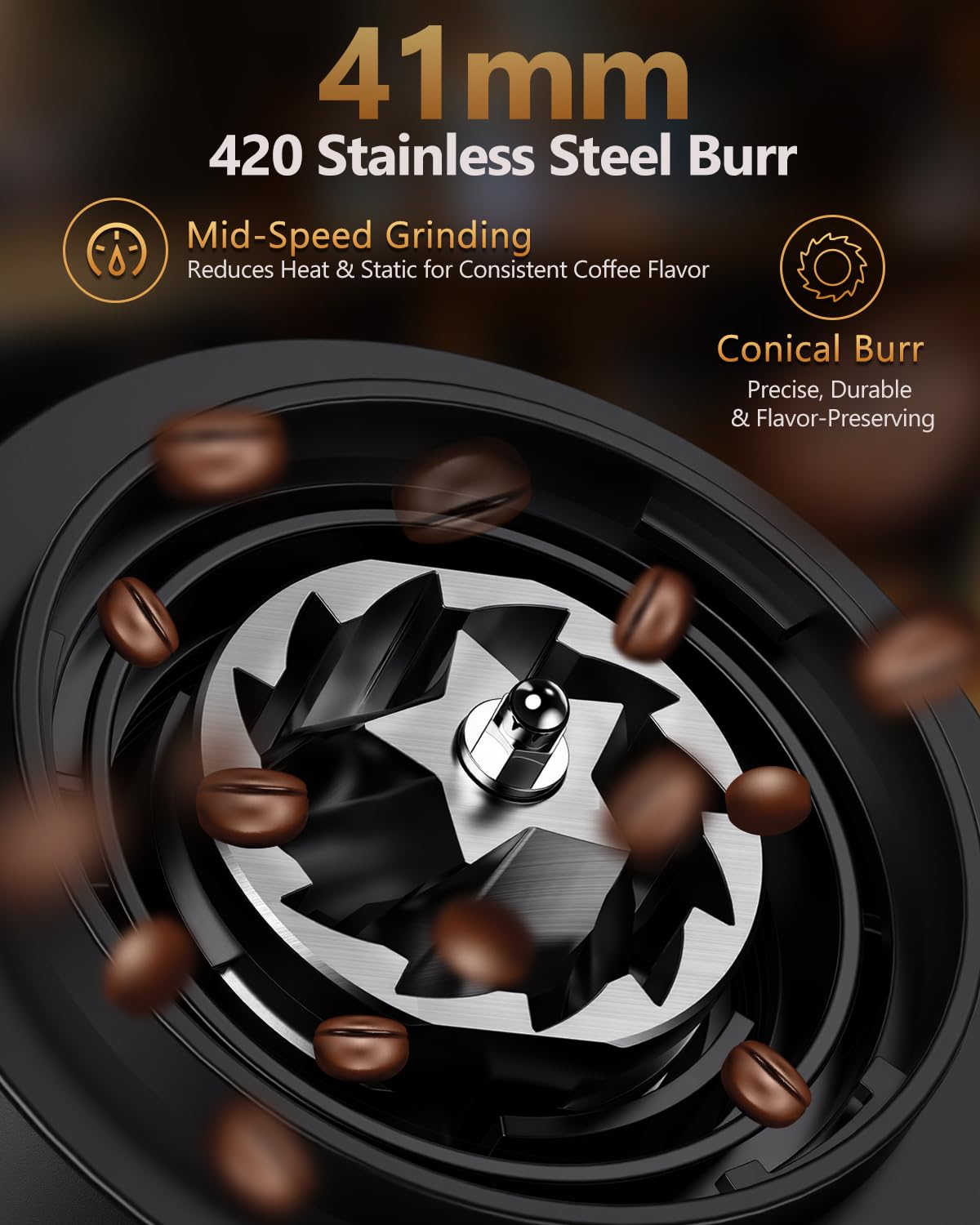 Rechargeable Conical Burr Coffee Grinder with 60 Grind Settings B452729