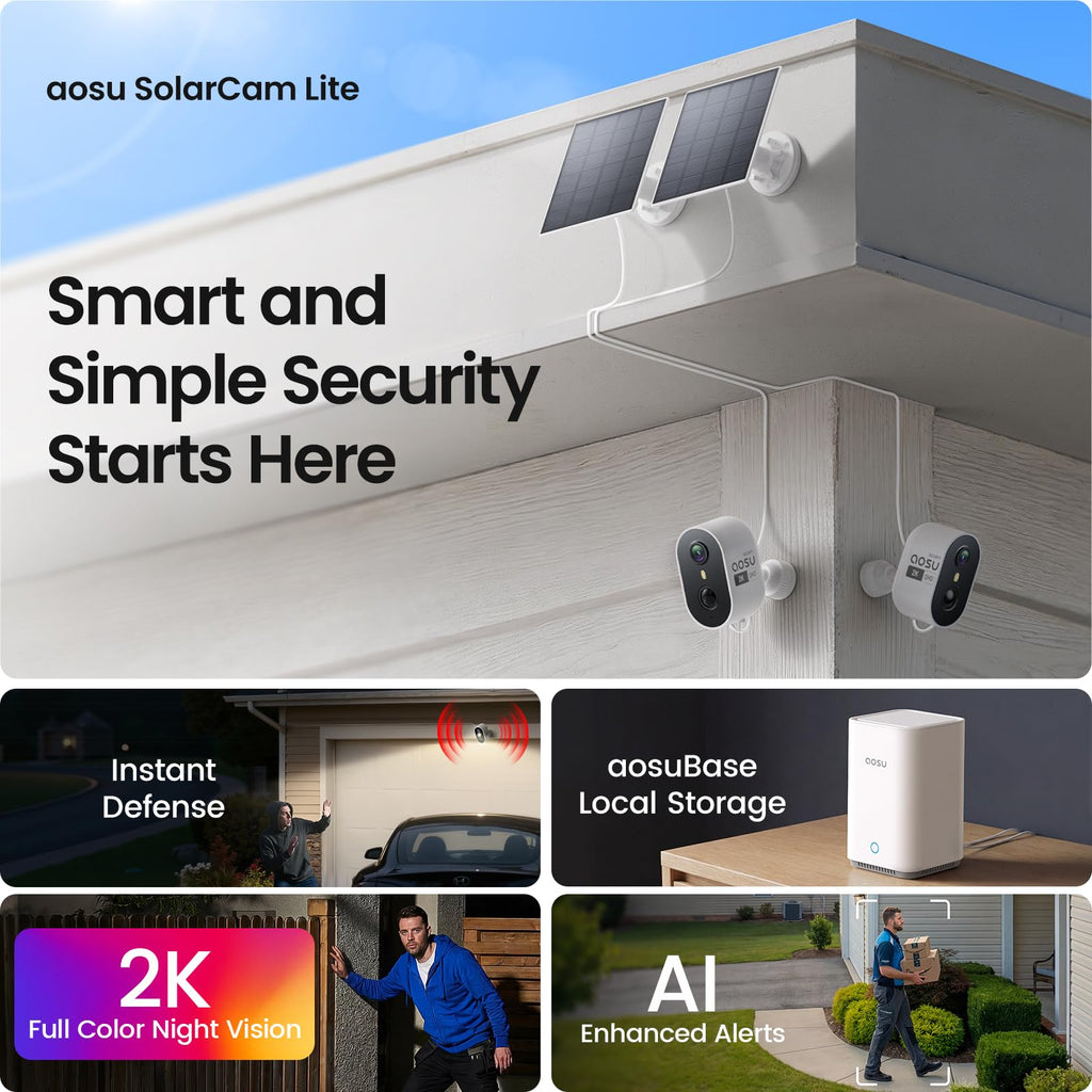 2K Solar Security Cameras Wireless Outdoor System W983982