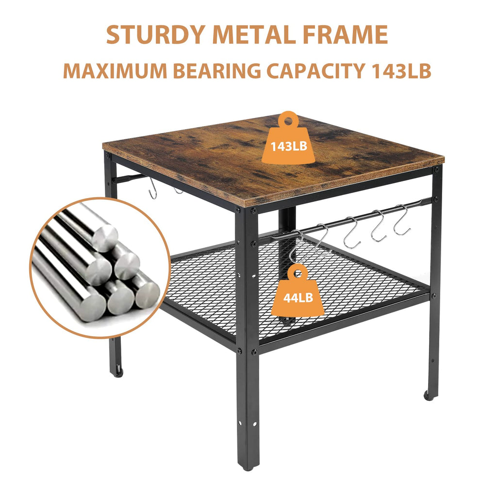 Rustic 2-Tier End Table with Adjustable Height Shelf K315193