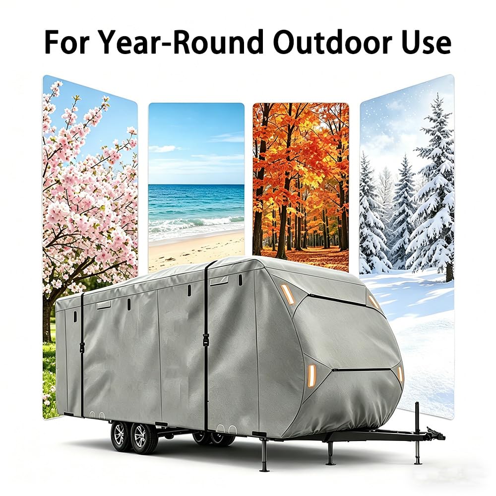 Waterproof 420D Travel Trailer Cover with Adjustable Straps A86276
