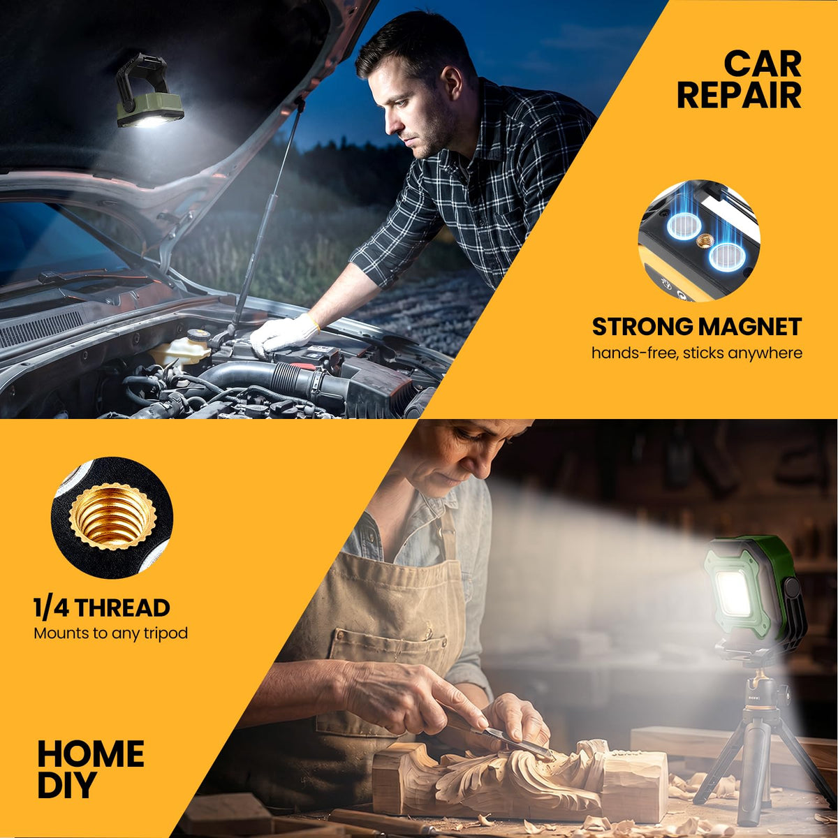 2-Pack 6000mAh Magnetic LED Work Light O709