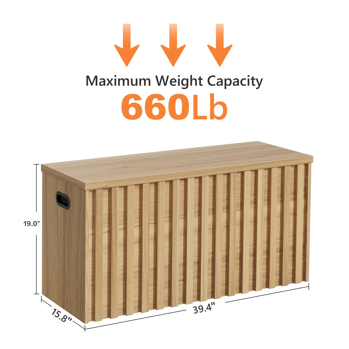 Wood Storage Bench with 2 Safety Hinges X9547