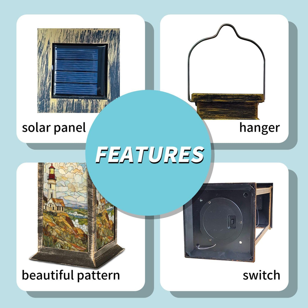 Solar Powered Outdoor Waterproof Hanging Lantern 1 Pack A439004