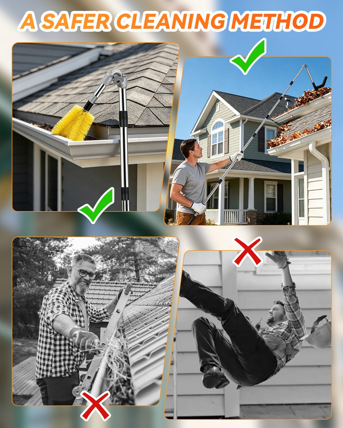 13FT Adjustable Gutter Cleaning Tool Kit with Brush Head J75675