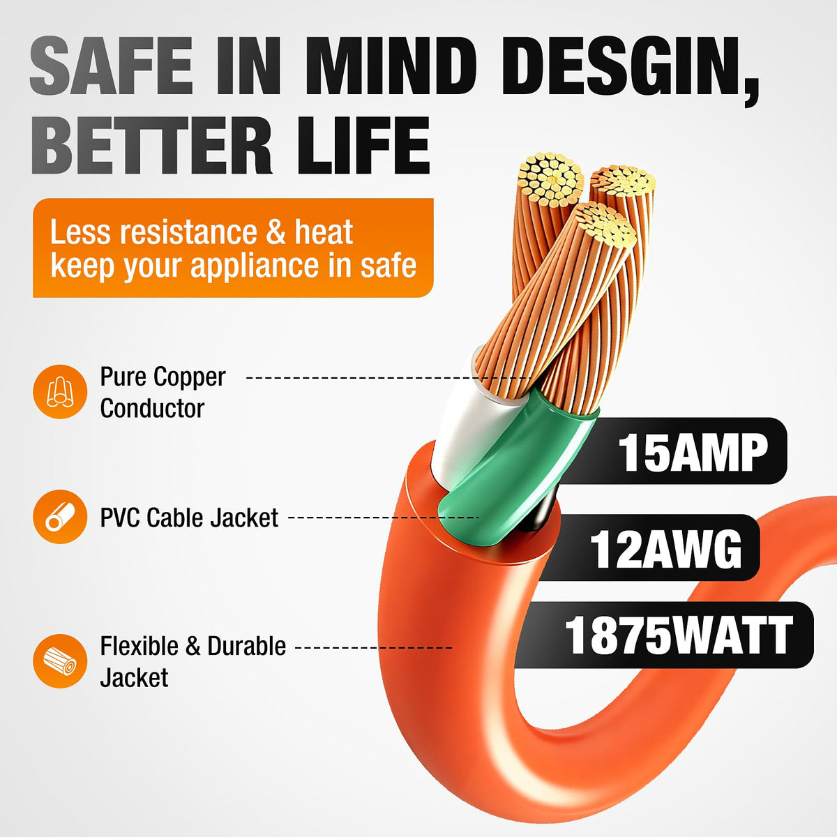 100 FT Heavy Duty Waterproof Outdoor Extension Cord Y653562