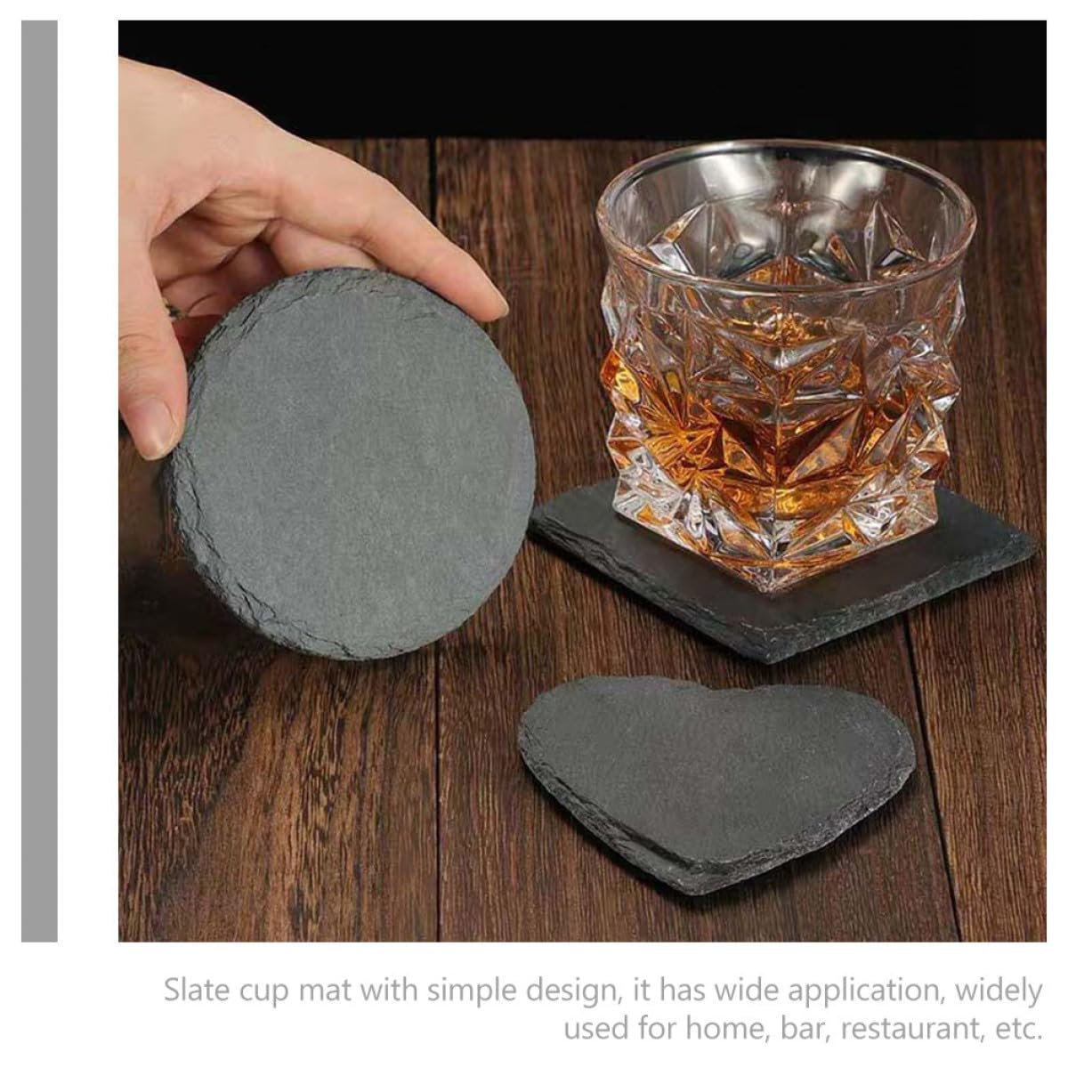 Black Natural Stone Cup Coaster Set O5232