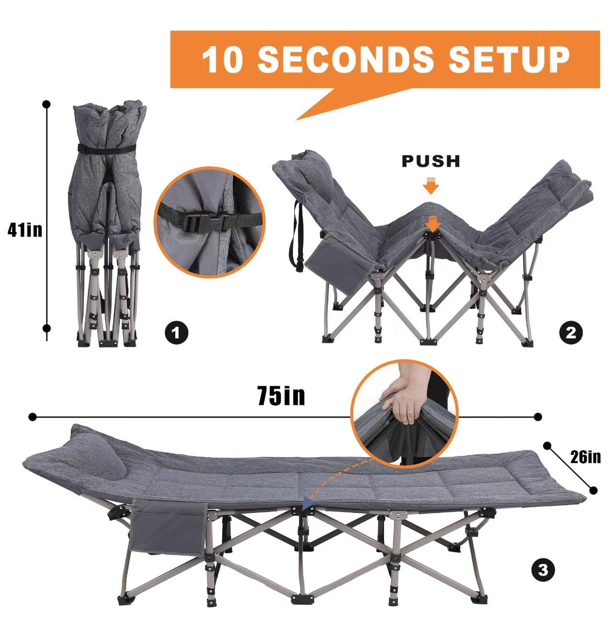 Heavy Duty Camping Cot with Mattress Q90130