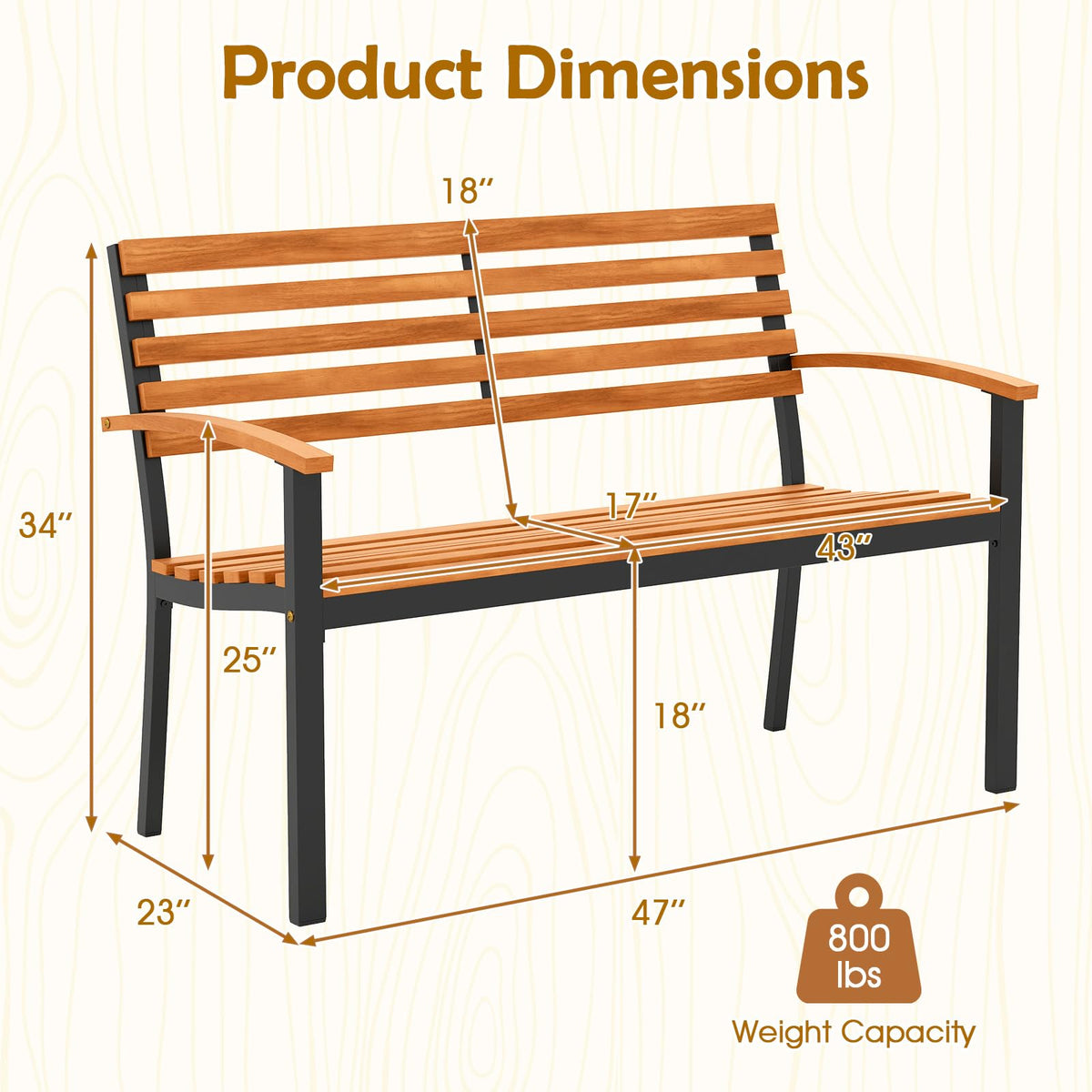 Acacia Wood 2-Person Outdoor Bench O83423