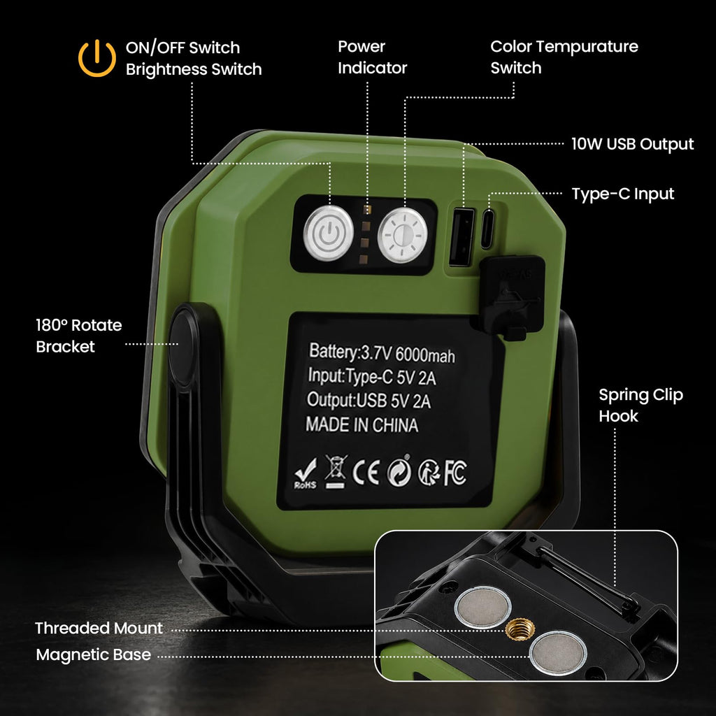 2-Pack 6000mAh Magnetic LED Work Light O709