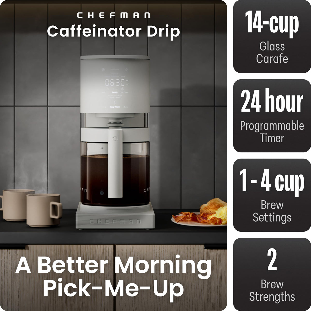 Programmable Drip Coffee Maker, 14-Cup Glass Carafe J795