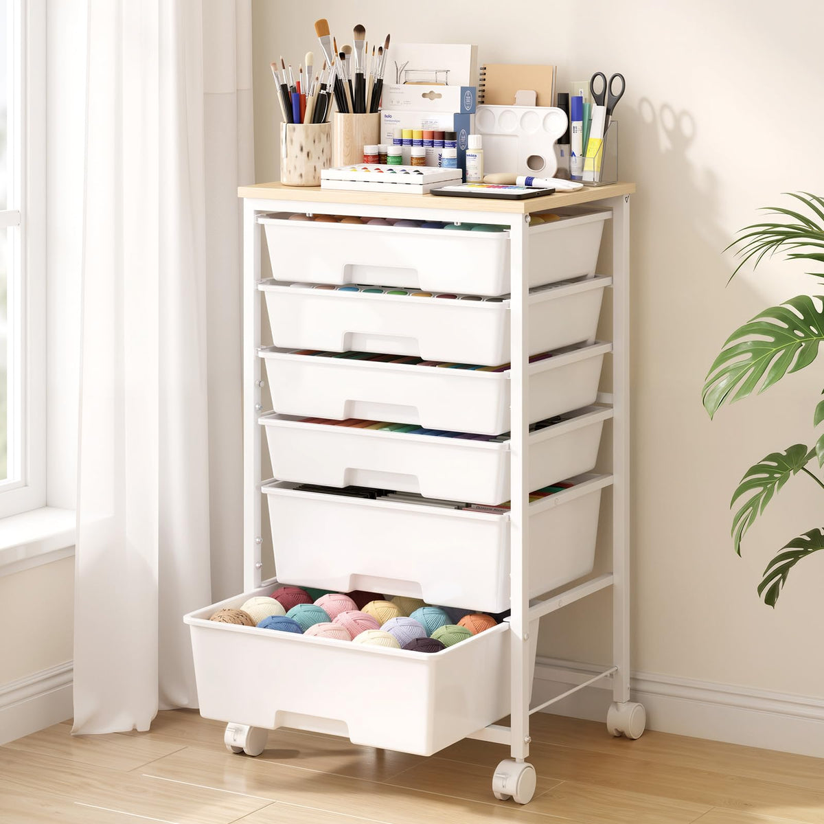 Rolling Storage Cart with 6 Drawers A77987