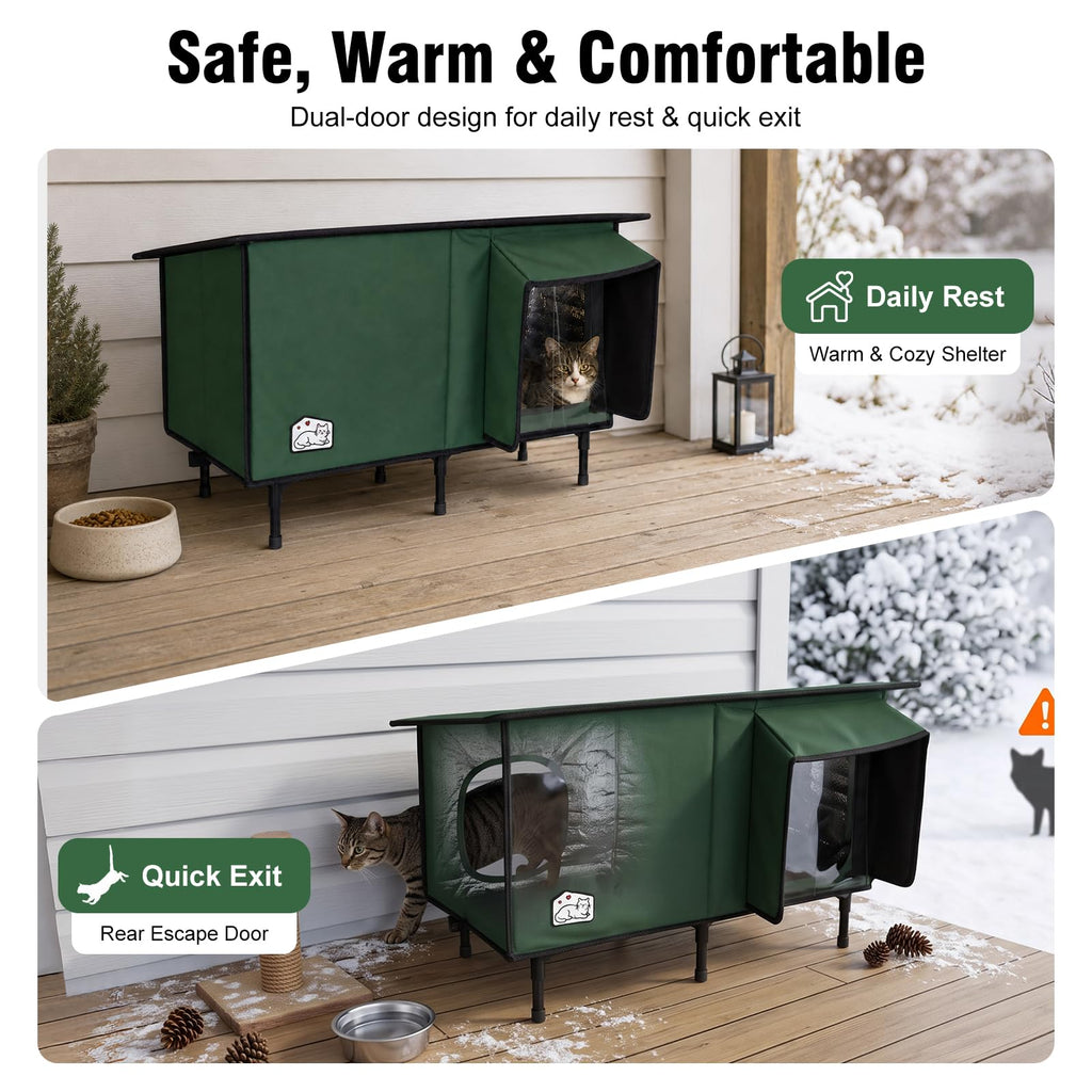 Weatherproof Insulated Heated Cat House with Heating Pad E316