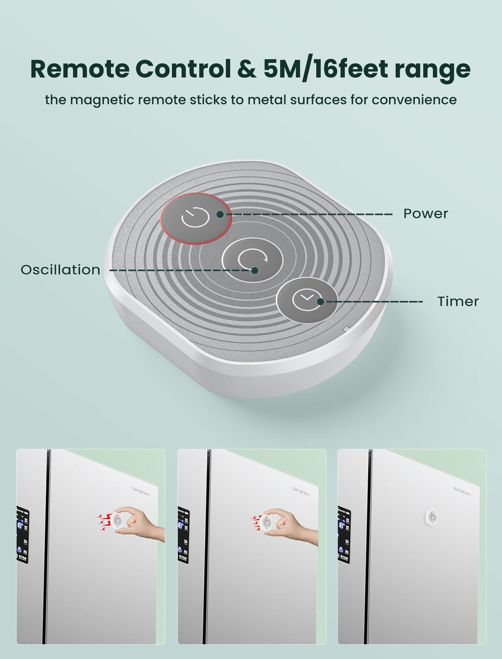 Wall Mounted Oscillating Fan with Remote and Timer, 8.5 Inch 4 Speeds D2491