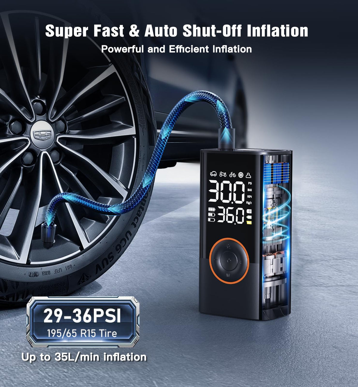 Portable Cordless Tire Inflator Air Compressor 150PSI U548