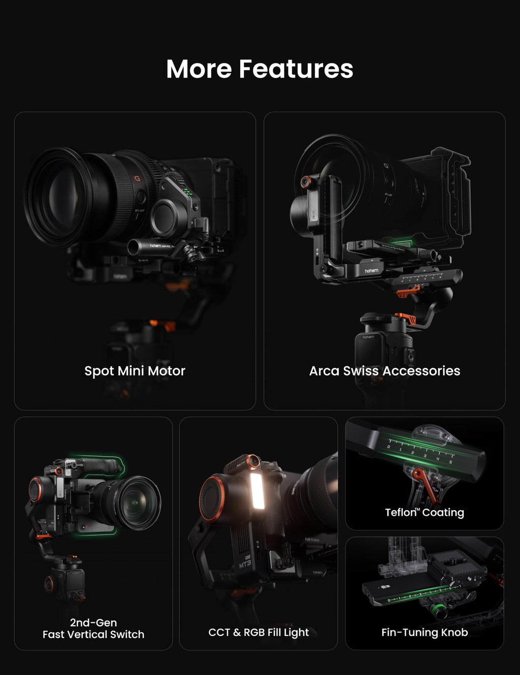 3-Axis Gimbal Stabilizer with AI Tracker and Detachable Touchscreen Control F69209