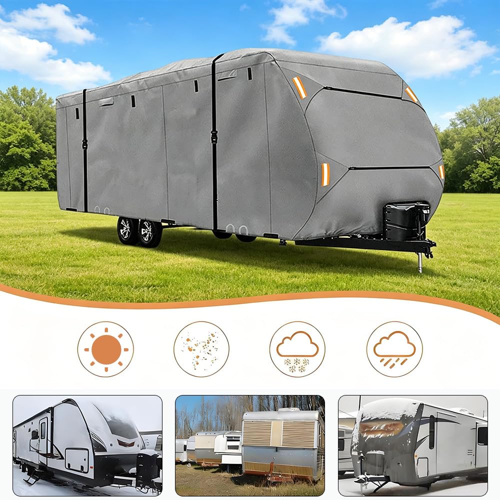 Waterproof 420D Travel Trailer Cover with Adjustable Straps A86276