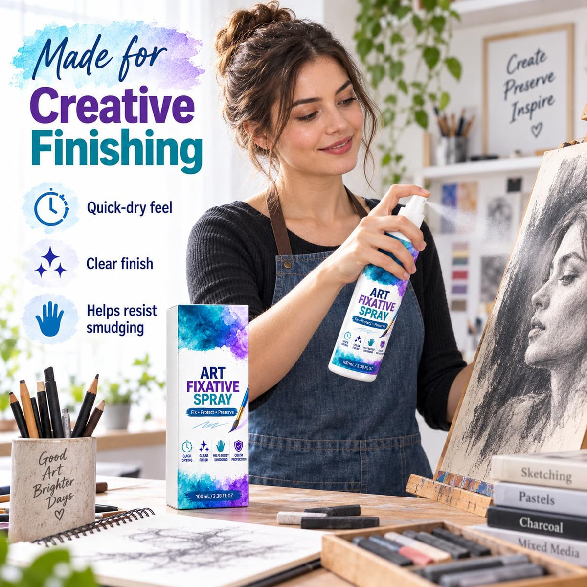 Art Fixative Spray for Pencil & Mixed Media, 4 Pack Q6593