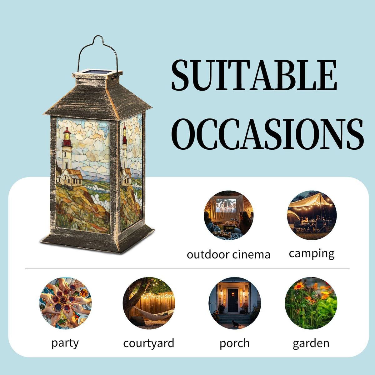 Solar Powered Outdoor Waterproof Hanging Lantern 1 Pack A439004