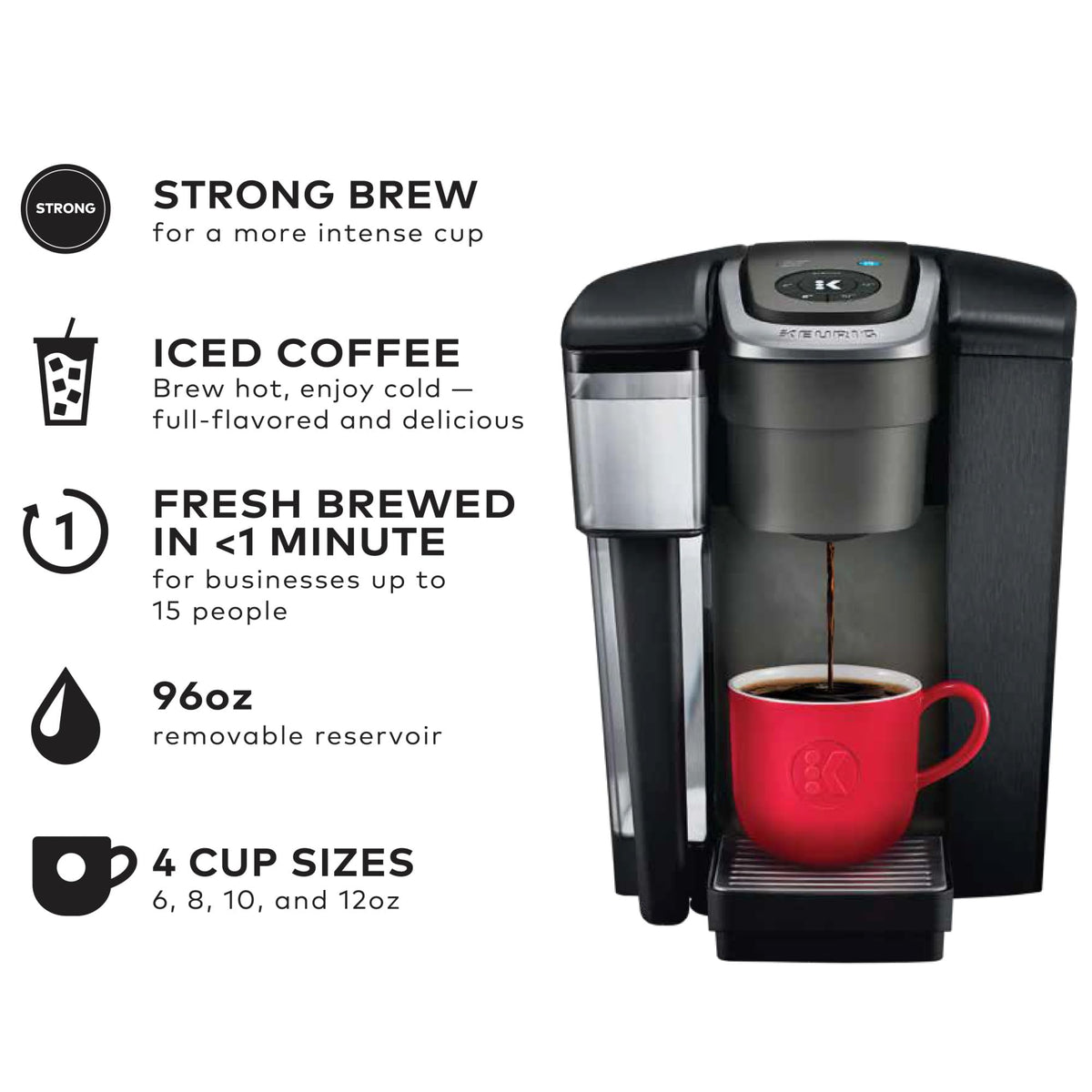 Single Serve Coffee Maker, 96 oz Water Reservoir, Black I79329