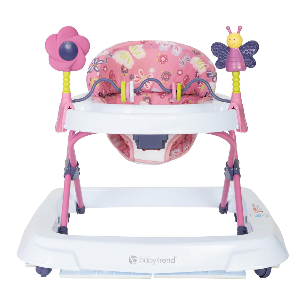Activity Walker with Toy Bar, Front Wheels, Tray, Adjustable Height and Fold Frame Y585885