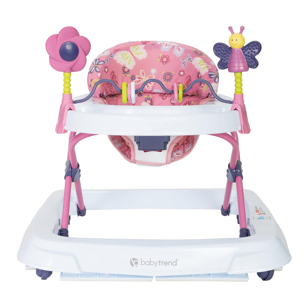 Activity Walker with Toy Bar, Front Wheels, Tray, Adjustable Height and Fold Frame Y585885