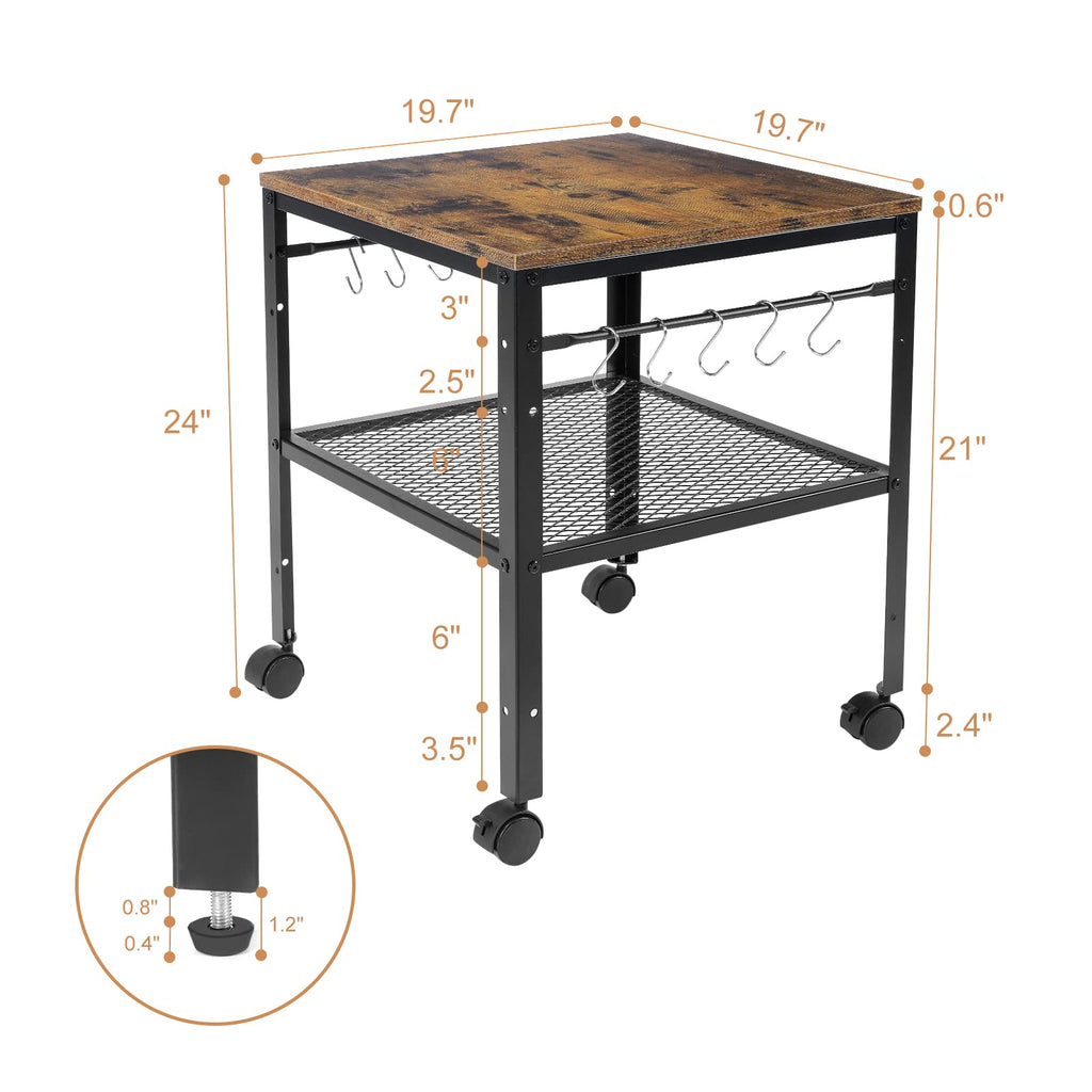 Rustic 2-Tier End Table with Adjustable Height Shelf K315193