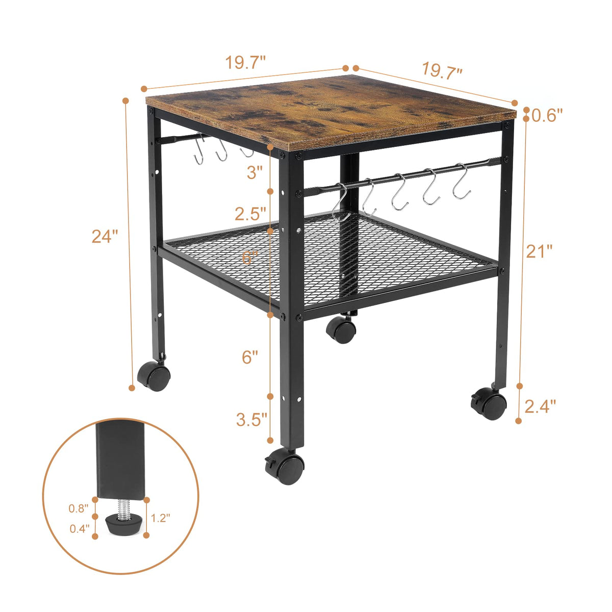 Rustic 2-Tier End Table with Adjustable Height Shelf K315193
