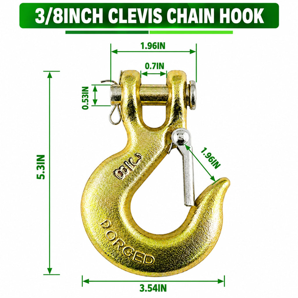 3/8" Chain Hooks, 2-Pack Heavy-Duty Clevis Slip Hook I33857
