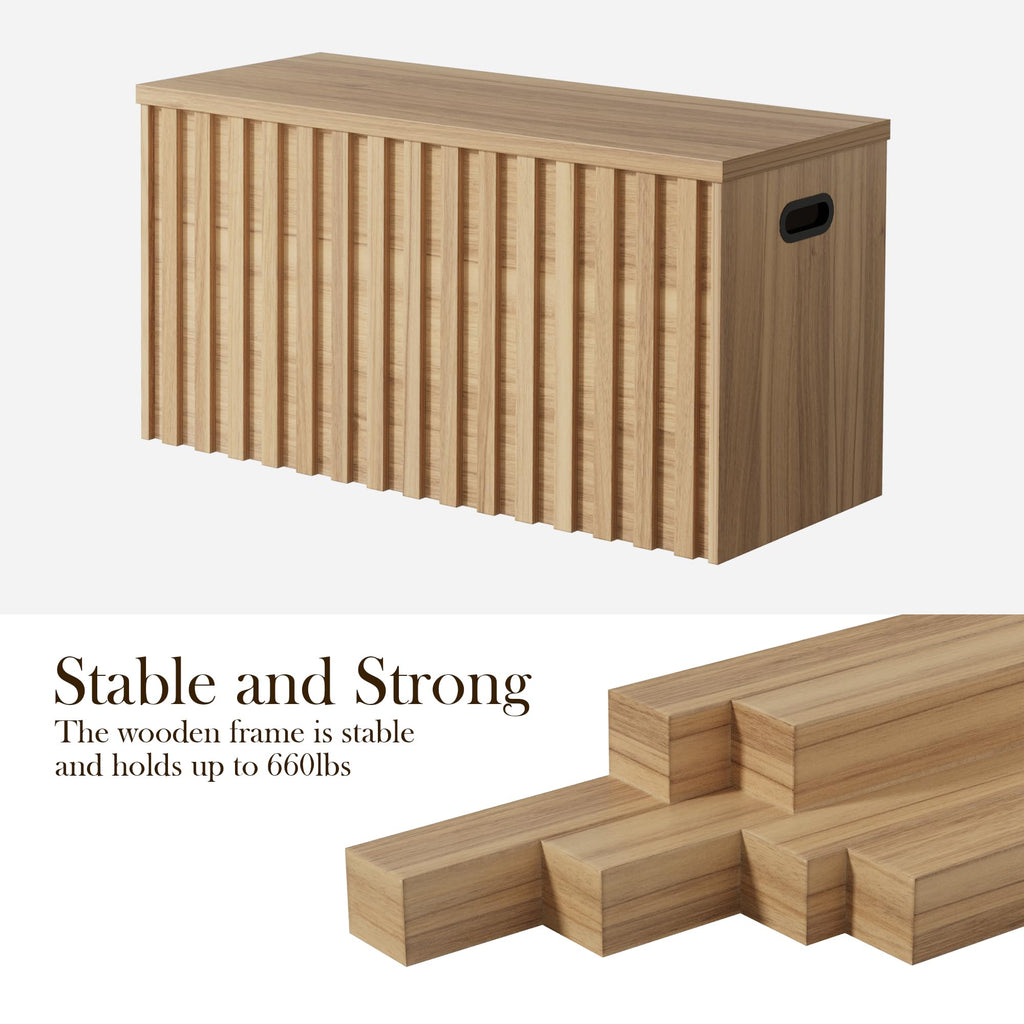 Wood Storage Bench with 2 Safety Hinges X9547
