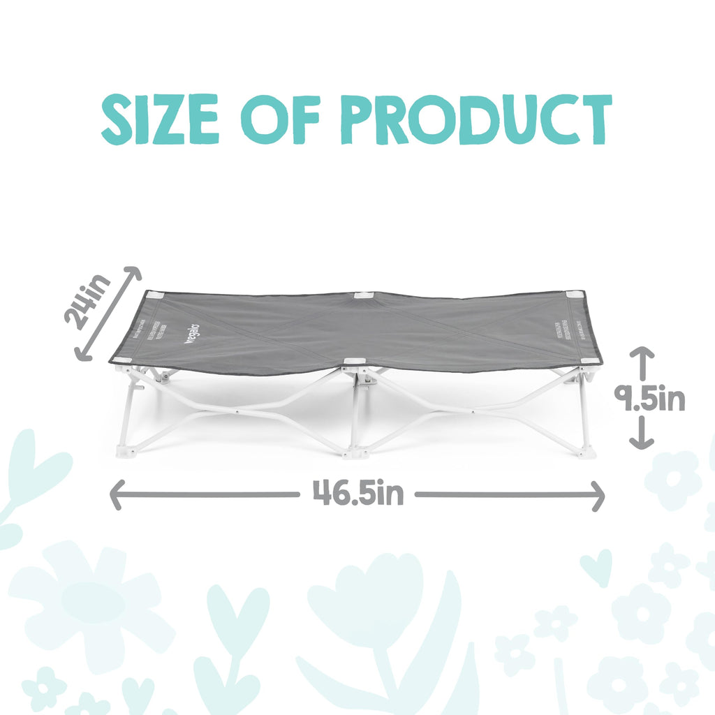 Portable Toddler Cot, Foldable Lightweight Travel Bed, Gray T2106
