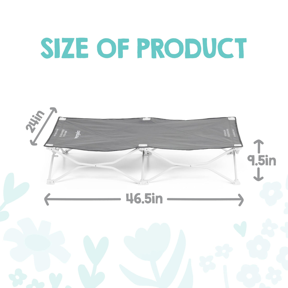 Portable Toddler Cot, Foldable Lightweight Travel Bed, Gray T2106