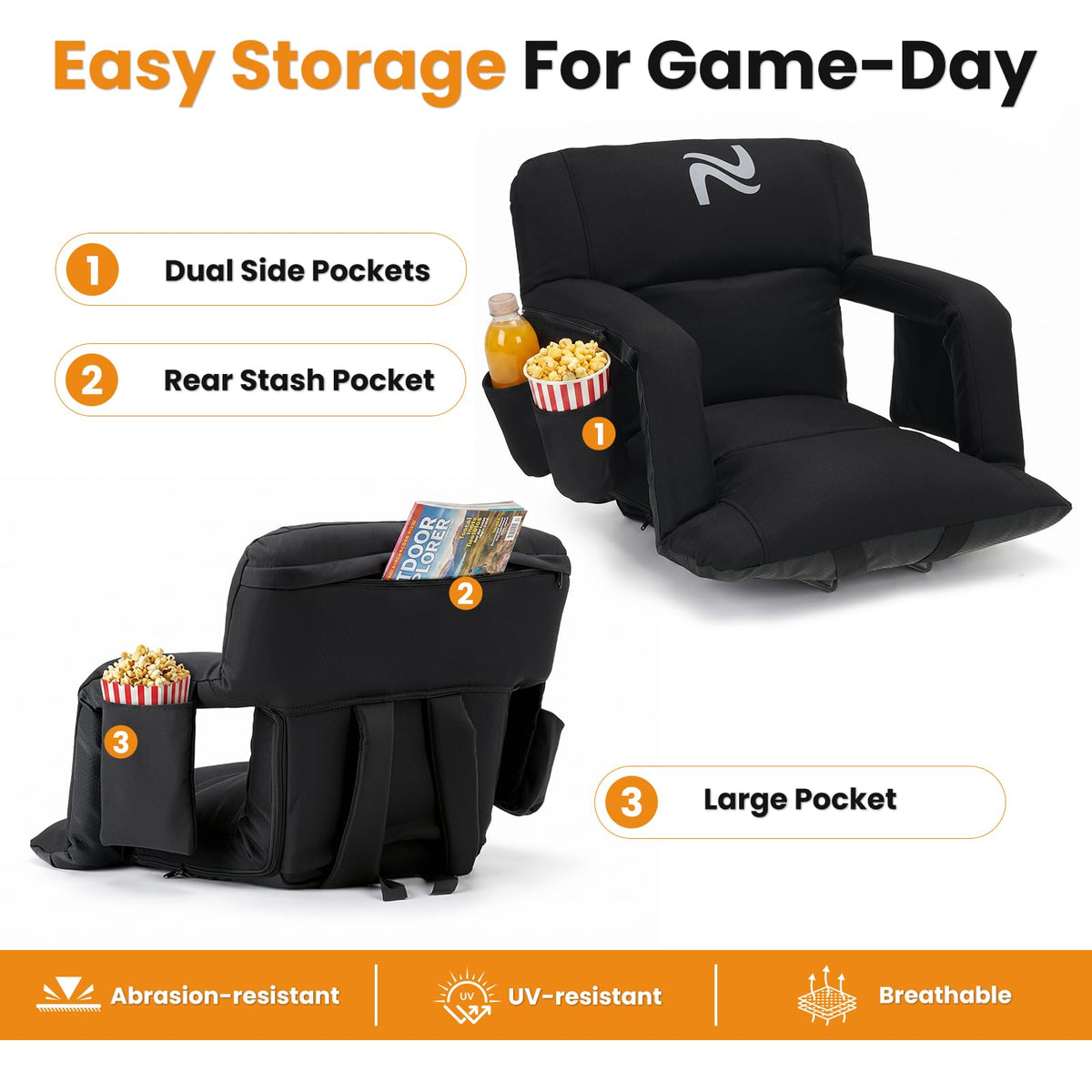 25in 2Pack Extra Thick Stadium Seat with Back Support I648595