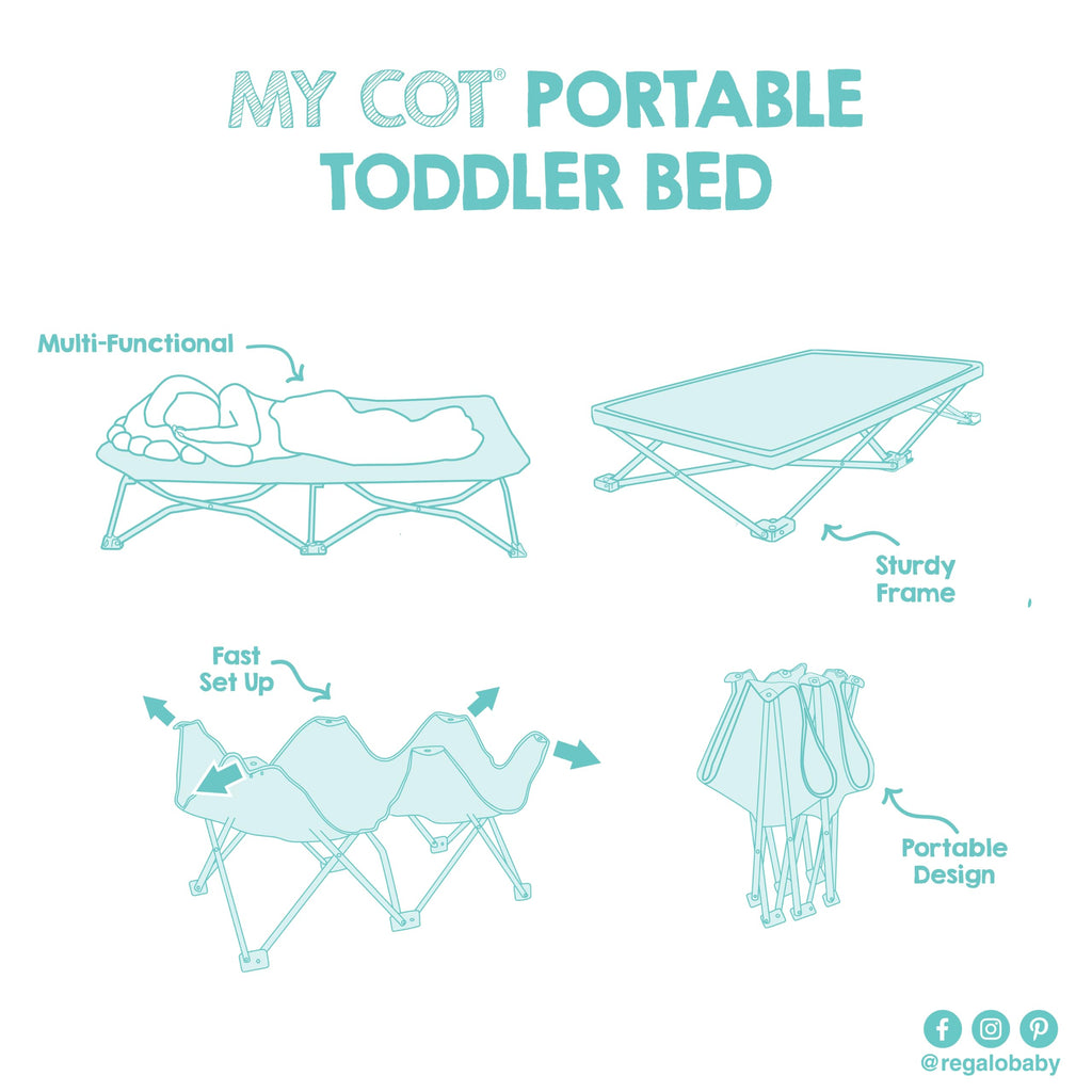 Portable Toddler Cot, Foldable Lightweight Travel Bed, Gray T2106