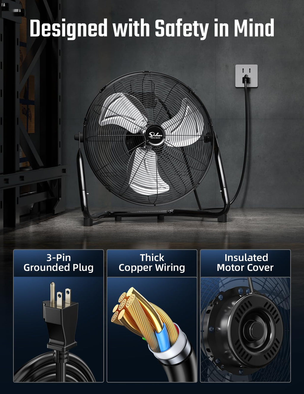 18 Inch 3-Speed Metal Floor Fan O622