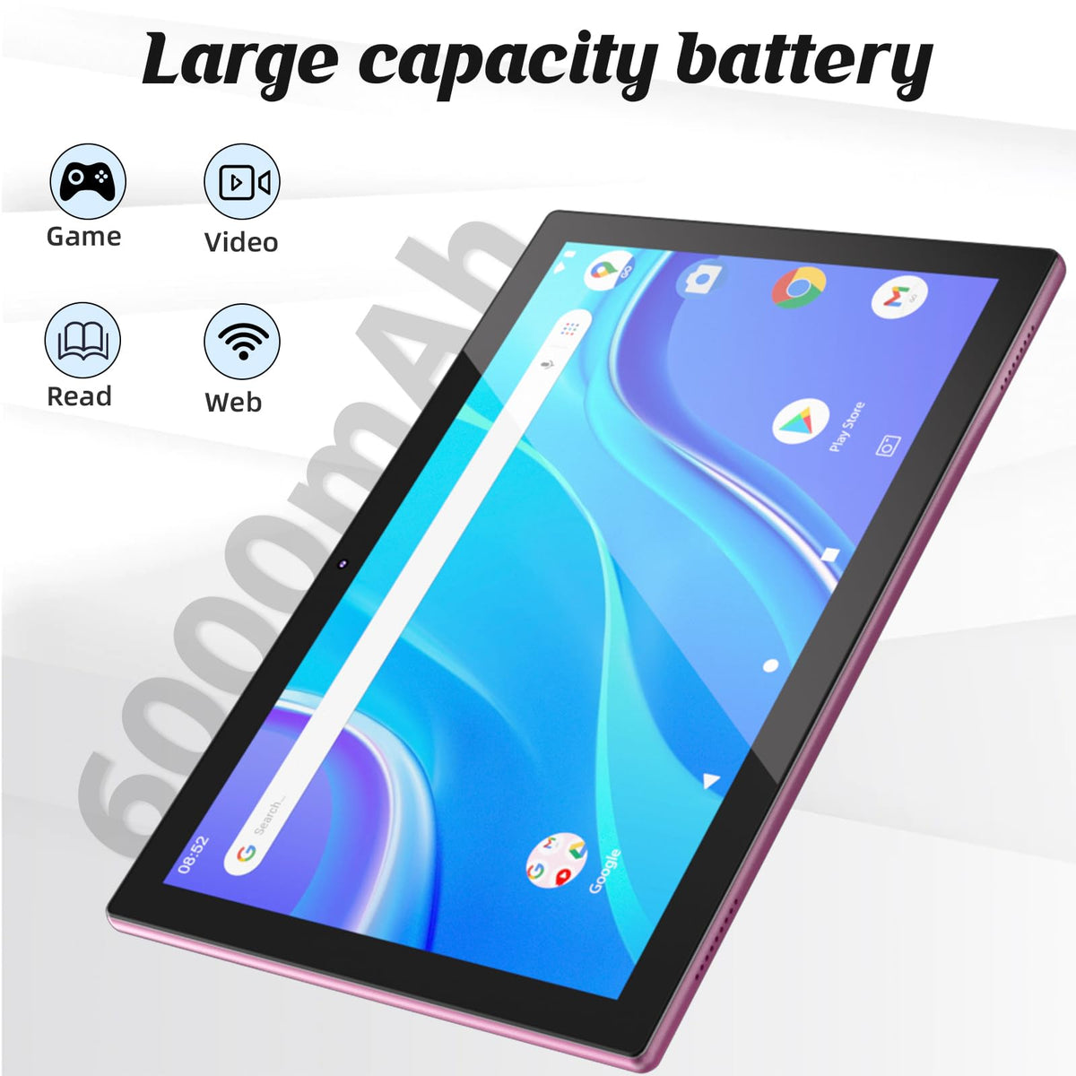 10 Inch Android Tablet with Keyboard Mouse Case Stylus Pink P468474