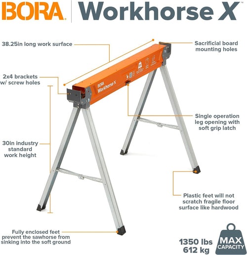 2 Pack Folding Heavy Duty Metal Sawhorse Y17528