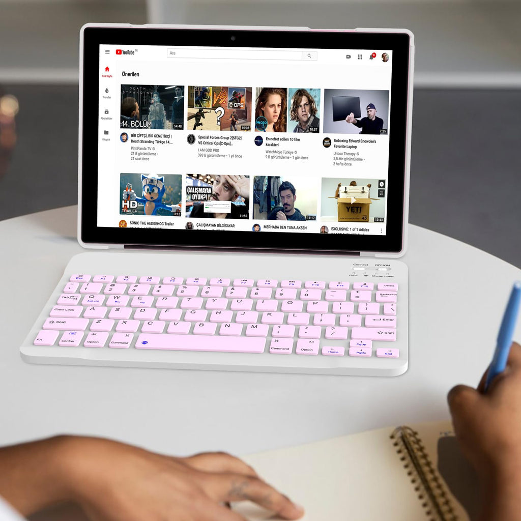 10 Inch Android Tablet with Keyboard Mouse Case Stylus Pink P468474