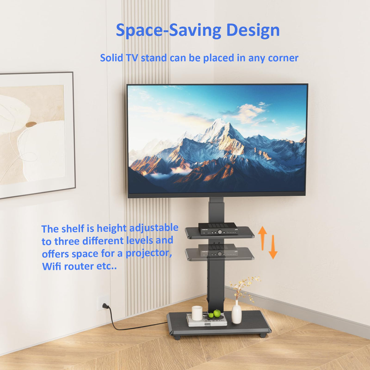 Rolling TV Stand with Power Outlet for 32-75" TV Z7444