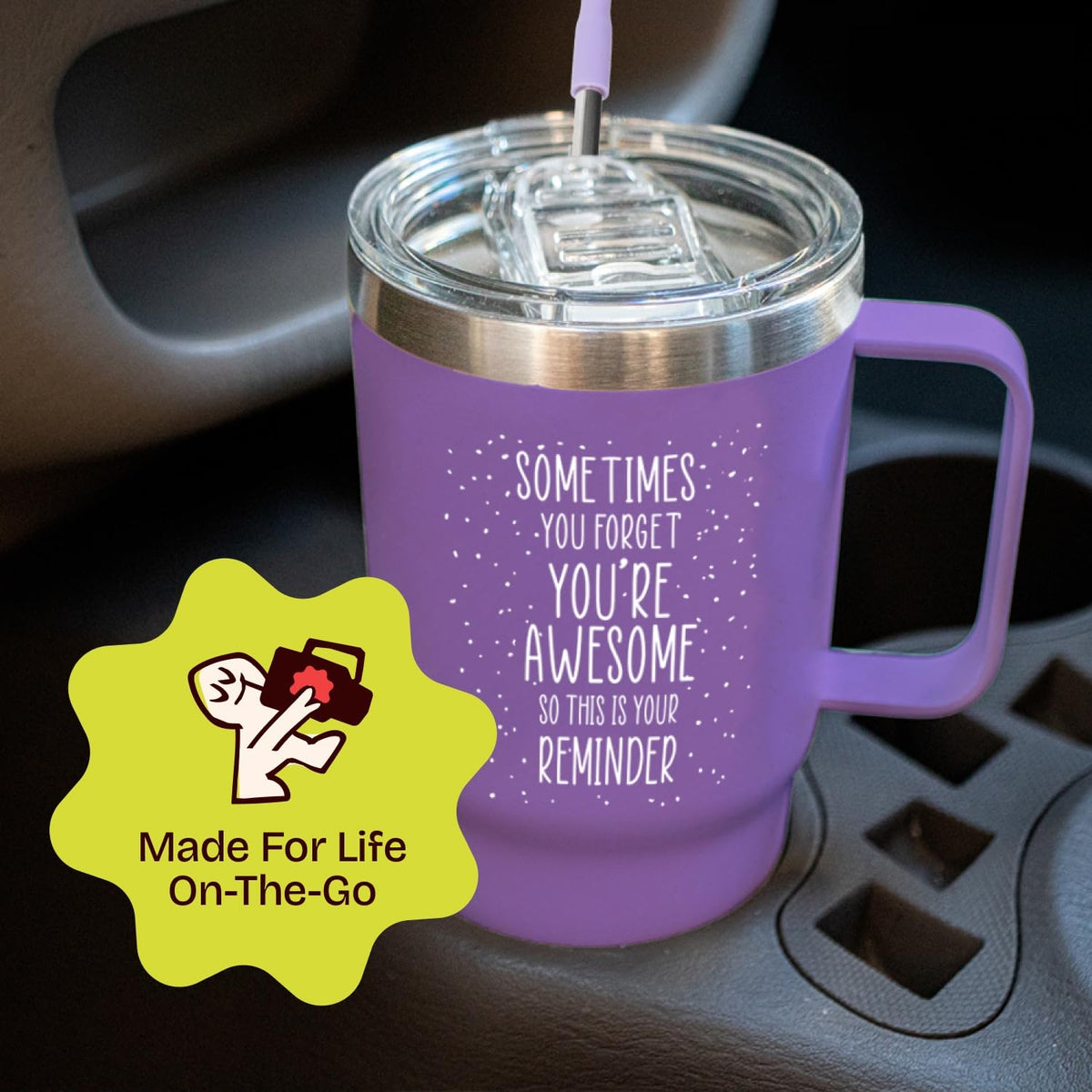 20 Ounce Vacuum Insulated Tumbler With Handle Purple V85775