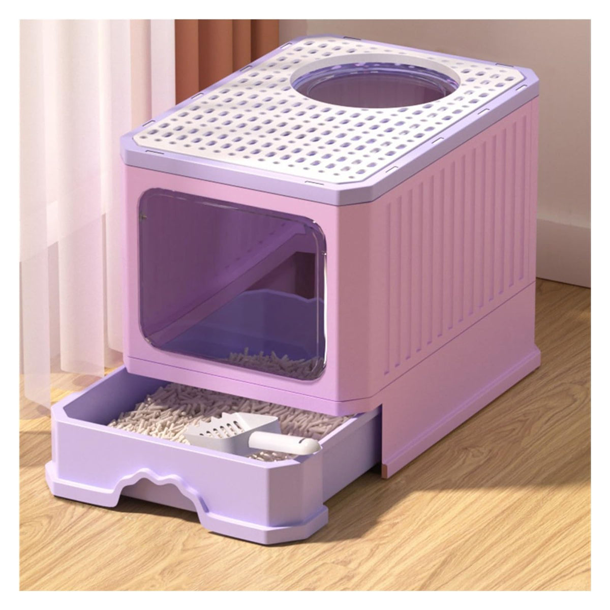 Foldable Cat Litter Box with Lid and Shovel L926340