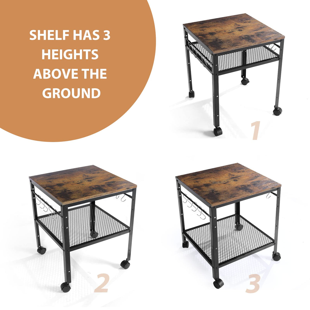 Rustic 2-Tier End Table with Adjustable Height Shelf K315193