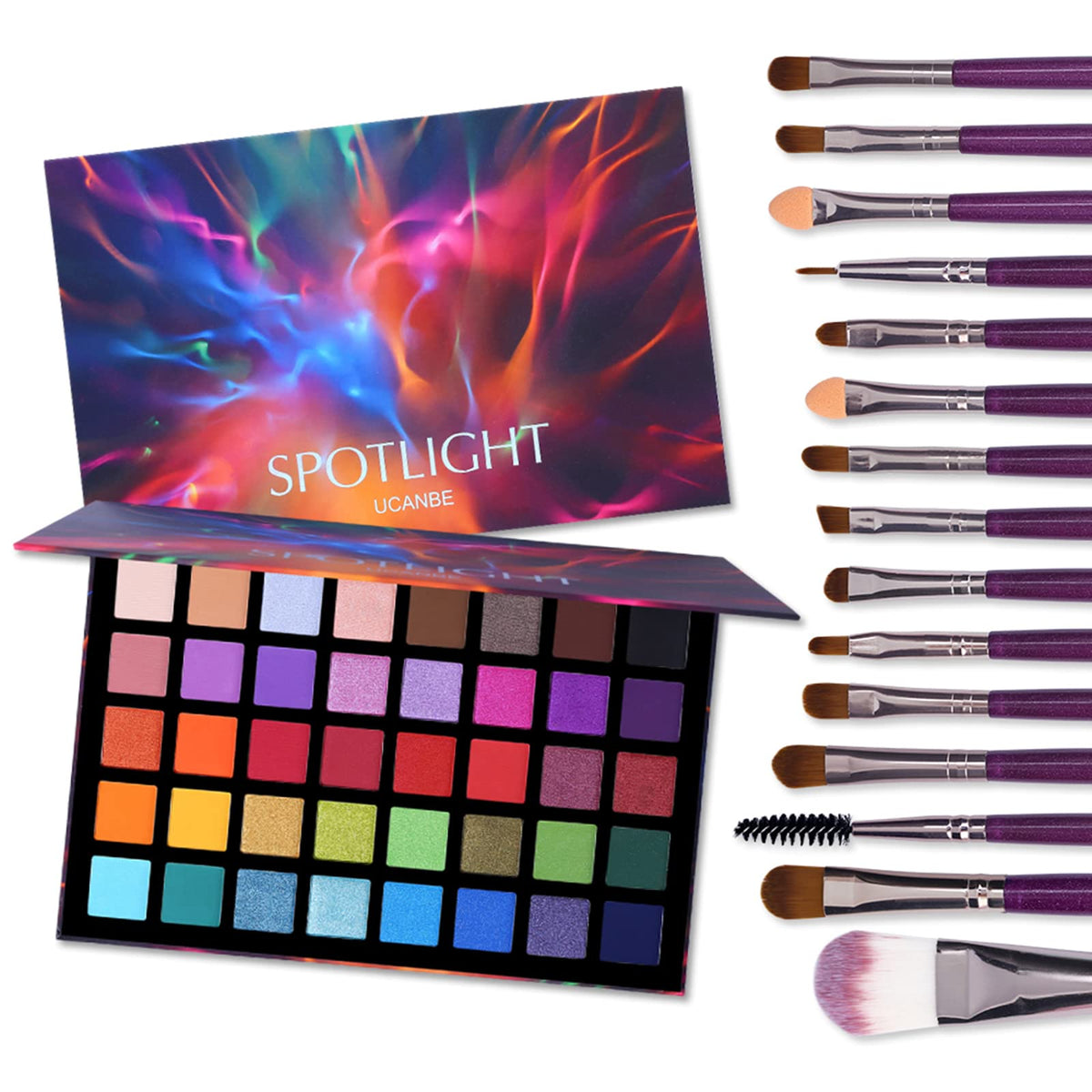40 Color Matte Shimmer Eyeshadow Palette + 15 Pc Eye Brushes U714