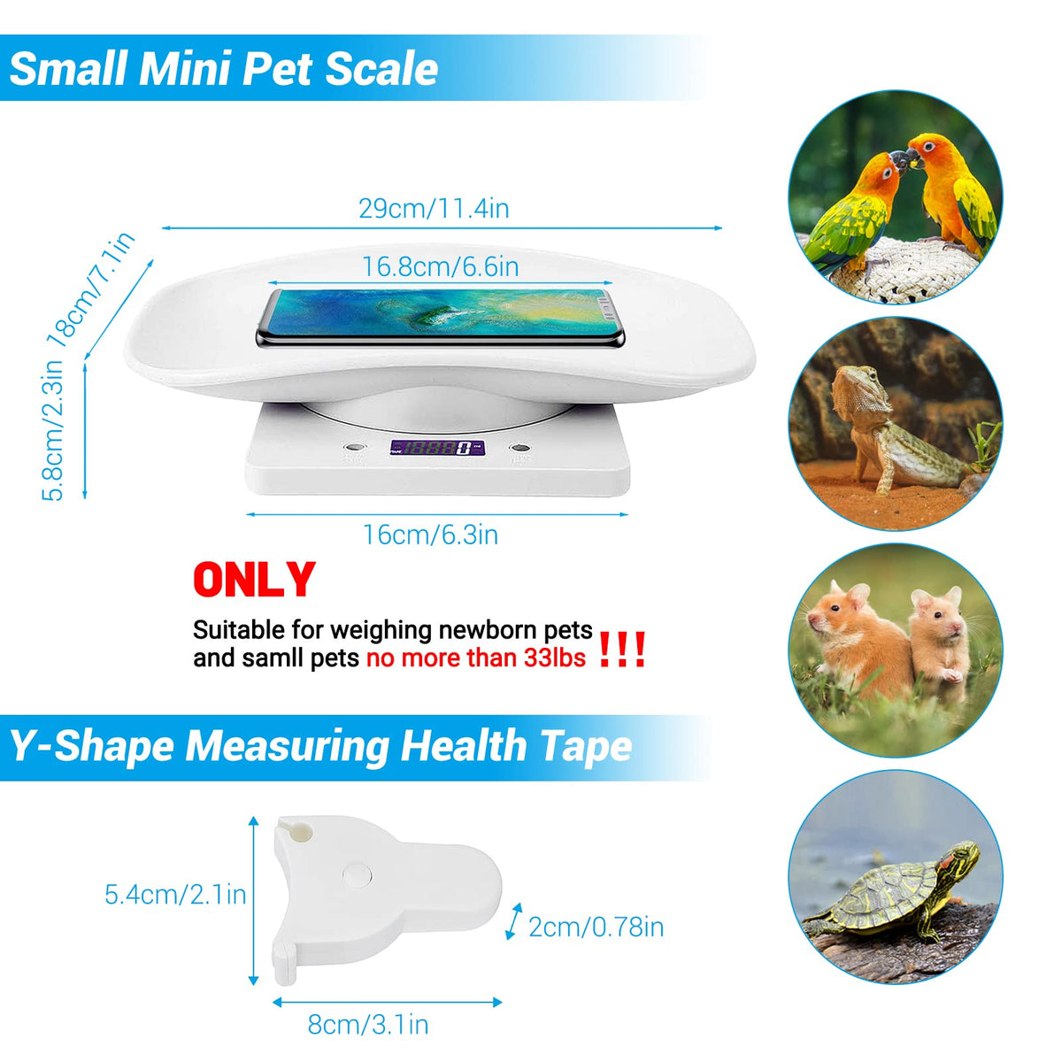 Pet Scale 33lb Capacity with Tape Measure Y3507