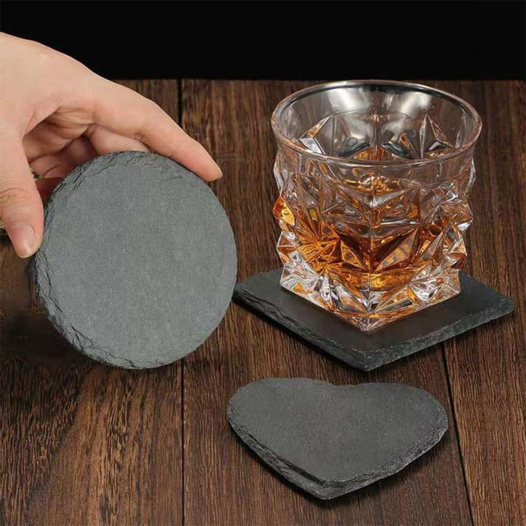 Black Natural Stone Cup Coaster Set O5232