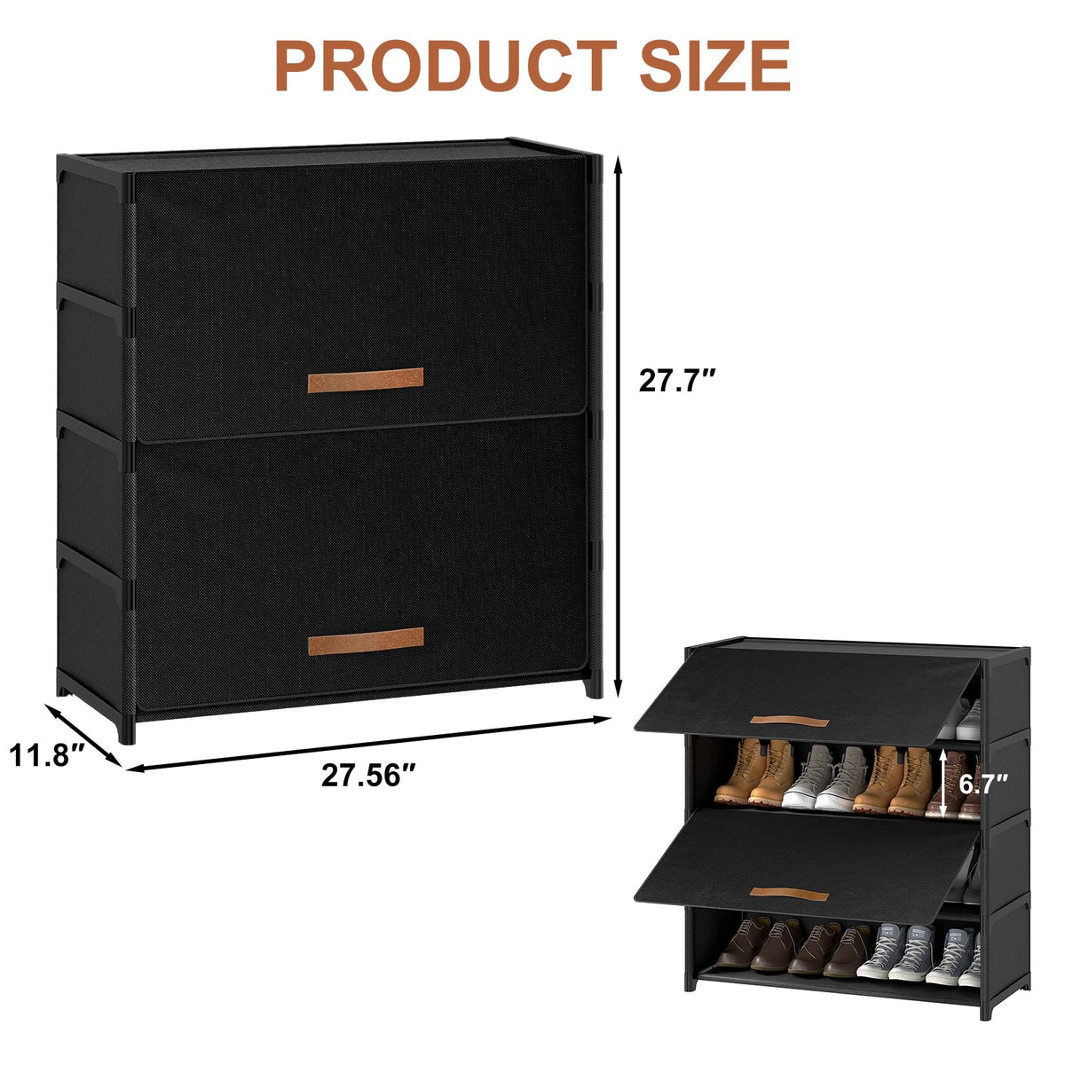 Black 5 Tier Shoe Cabinet with Door M404397